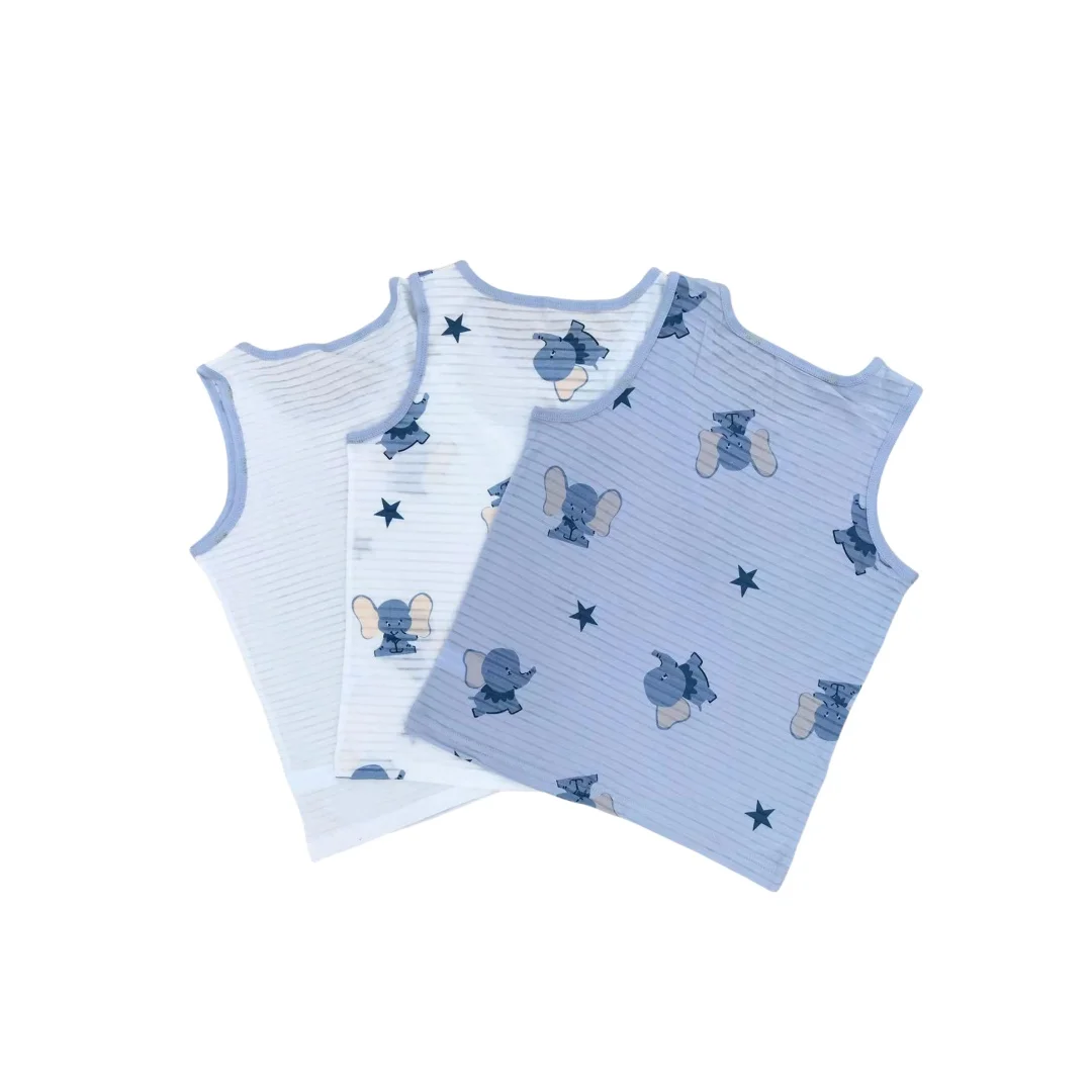 Boy Cartoon Dino Car Prints Singlet Underwear Tank Kids Undershirts Cotton Tank Tops Size 3-10T  Summer Home wear