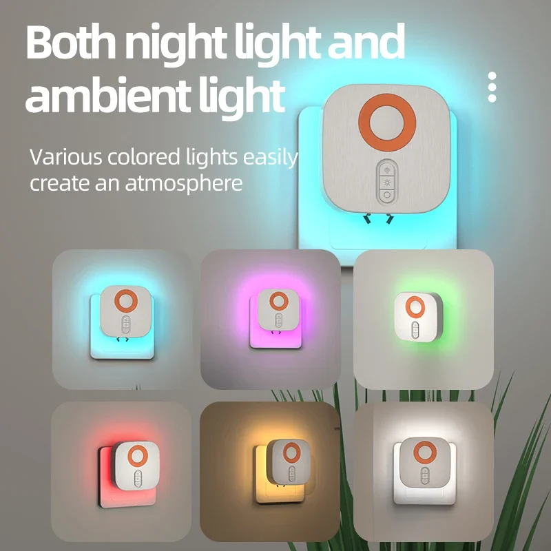 Motion Sensor Dimmable LED Night Light with EU Plug White and RGB 7 Colors Ambient Lamp Perfect for Bedroom Bedside