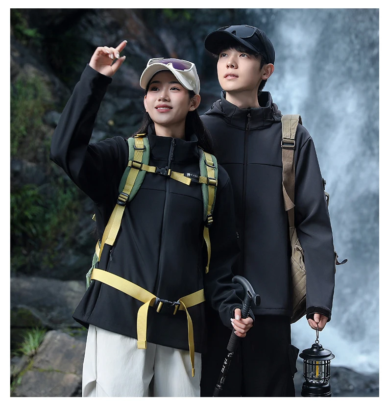 

Уличная альпинистская куртка, новая ветрозащитная водонепроницаемая теплая мягкая одежда, куртка для кемпинга, мужская бархатная куртка с капюшоном для пар