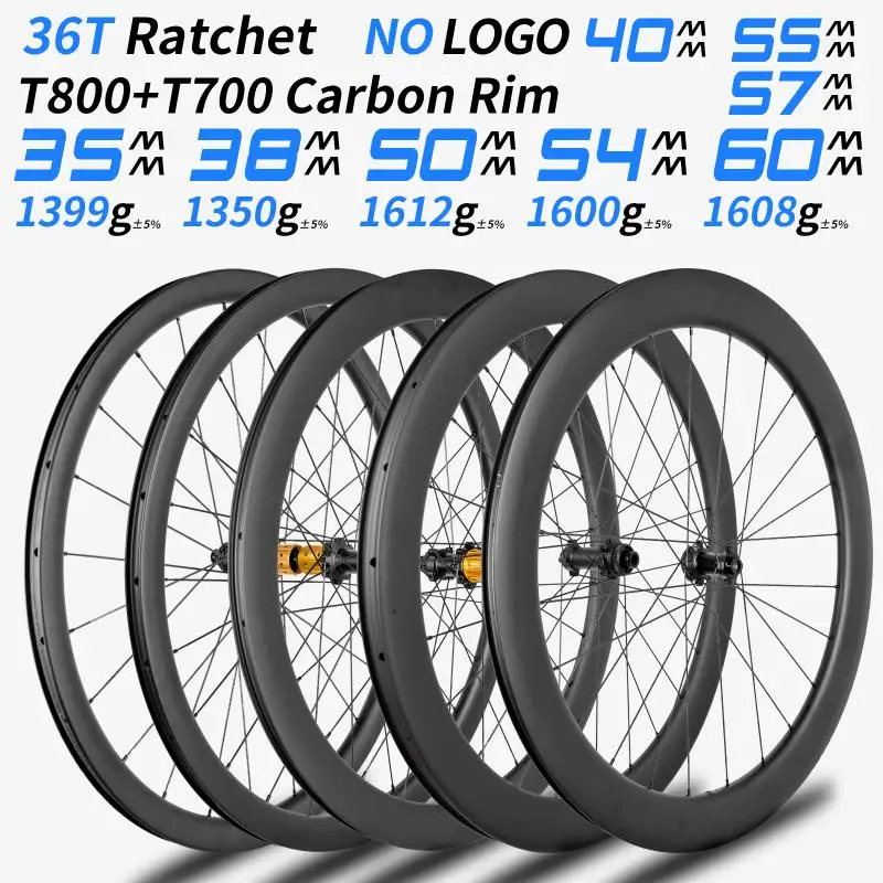AliExpress NONE 35 38 50/54/60mm 700C Road Gravel Wheelset Ruedas 700C Carretera 36T Ratchet Disc Brake 100x12 142x12 Unbranded Carbon Wheels
