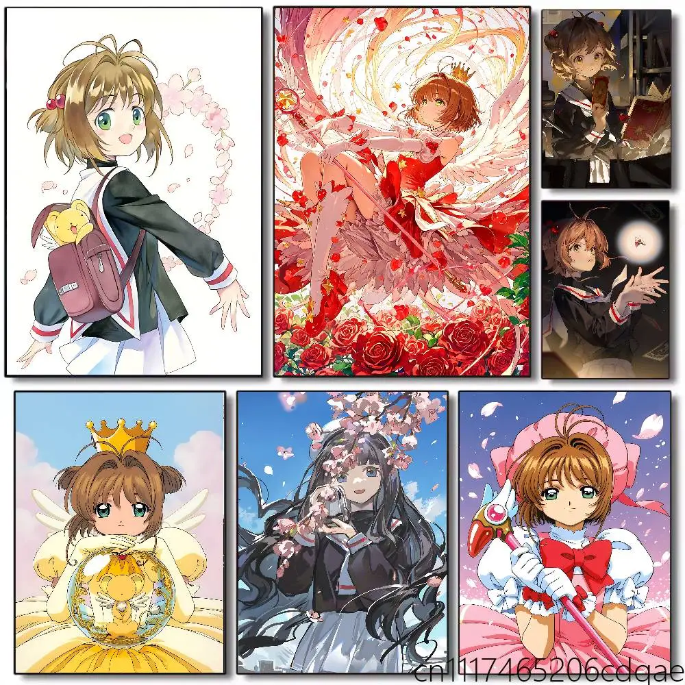 Anime FOR Cardcaptor Sakura Poster Self-adhesive Art Waterproof Paper Sticker Coffee House Bar Room Wall Decor
