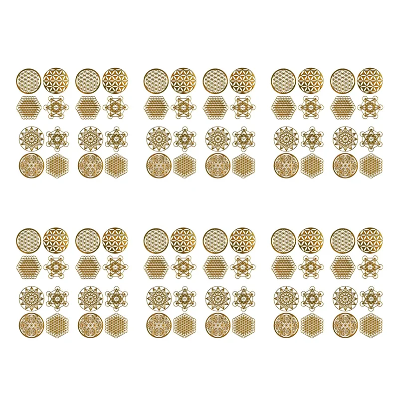 

EDT-96Pcs/Set Metal Energy Decor Sticker Flower Of Life Children's Day Gifts 7 Chakra Copper Energy Tower Orgonite Stickers