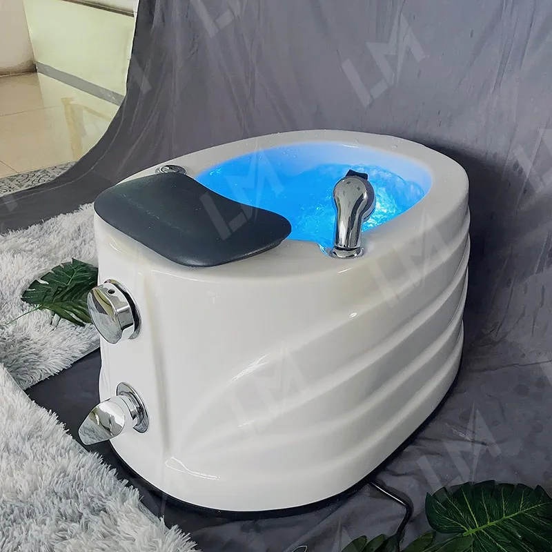 Indoor Portable Freestanding LED Surfing Colored Light Foot Bath Massage Pedicure Basin with Nozzle