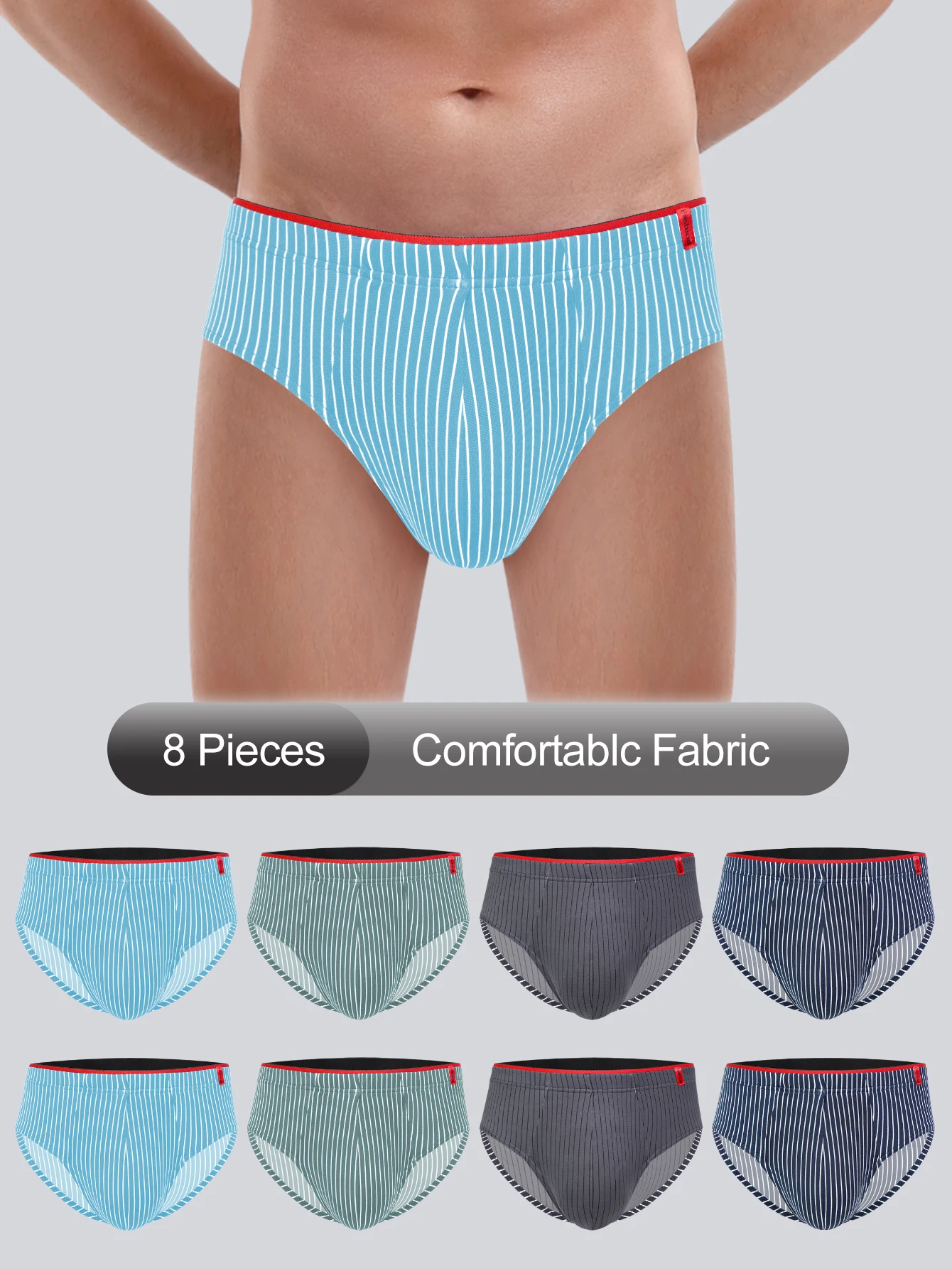 

8PCS Men's antibacterial triangle - shaped underwear for teenagers. It's suitable for sports, with a thin style for summe Breat