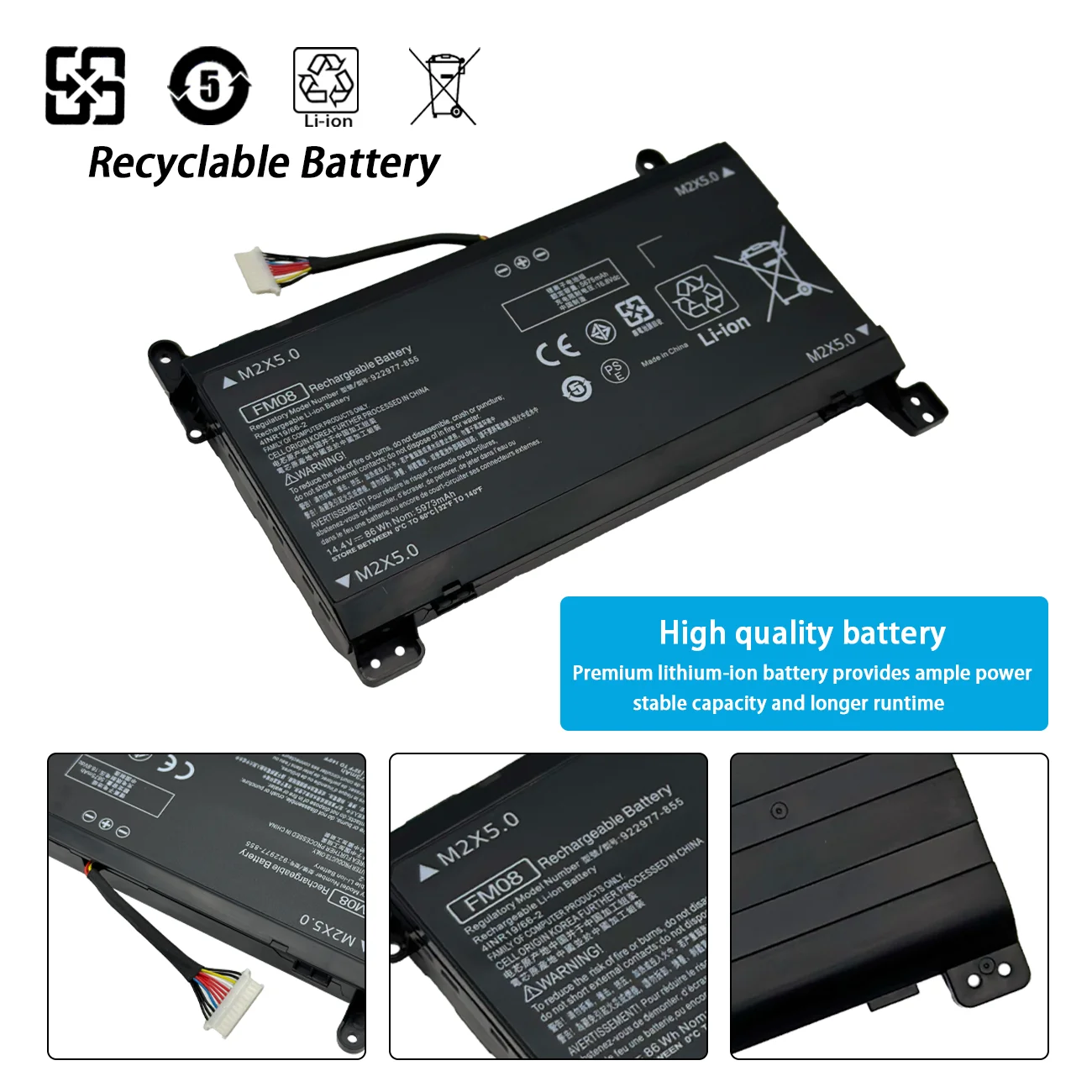 New FM08 Laptop Battery For HP OMEN 17-an013TX 17-an014TX TPN-Q195 HSTNN-LB8B TPN-Q195 8922753-421 14.6V 83.22Wh 5700mAh