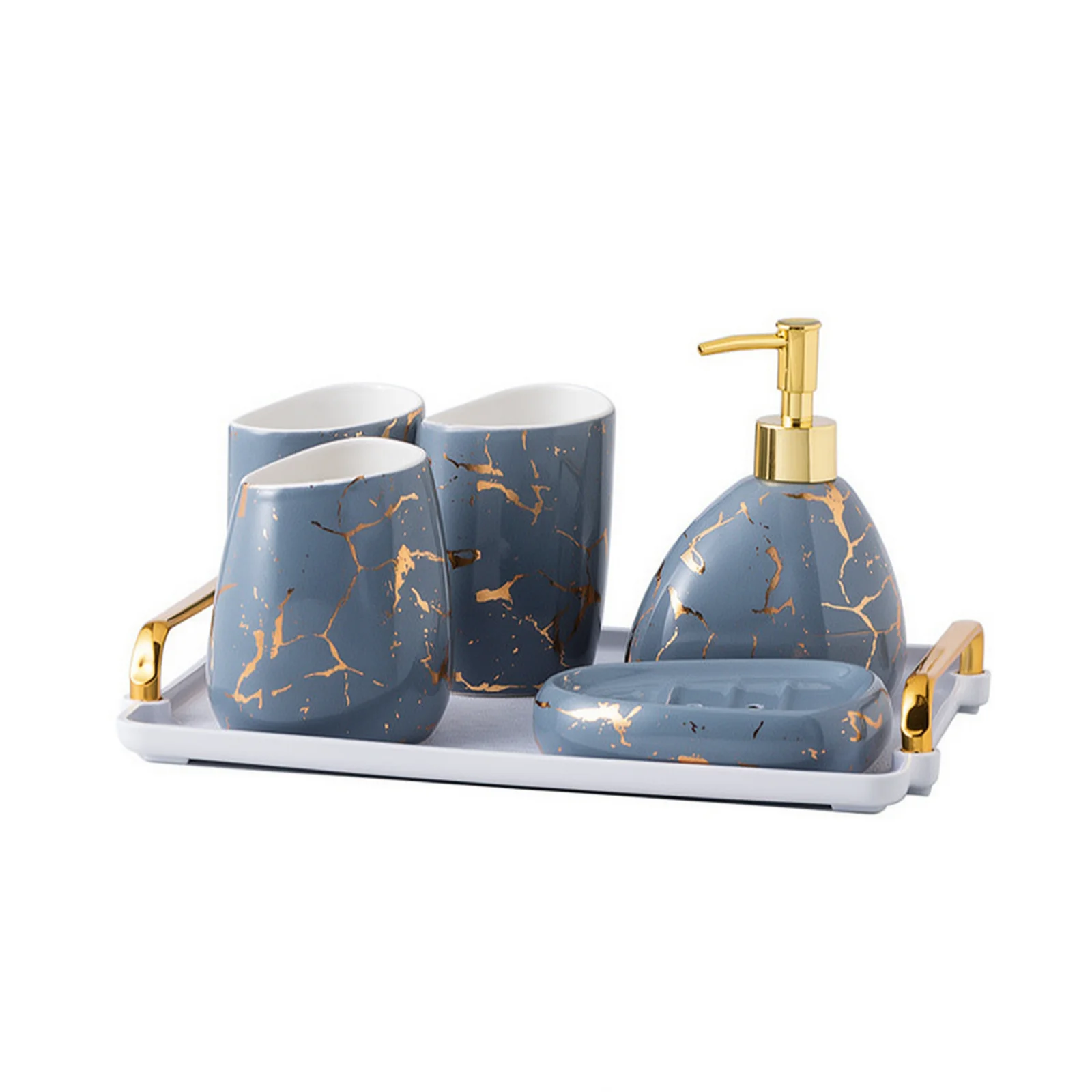 Marble Tray Sponge Holder For Kitchen Sink Luxury Bathroom Accessories Set Of Ceramics Made Complete
