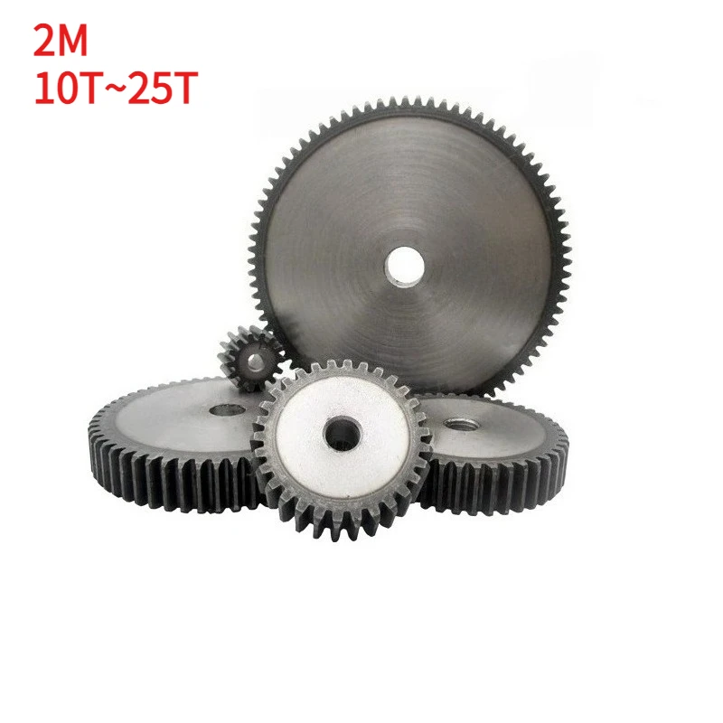 2 M-10/11/12/13/14/15/16/17/18/19/20/21/22T~25T 45# Spur Gear Steel Material Cylindrical Gears For Transmission Accessories Part