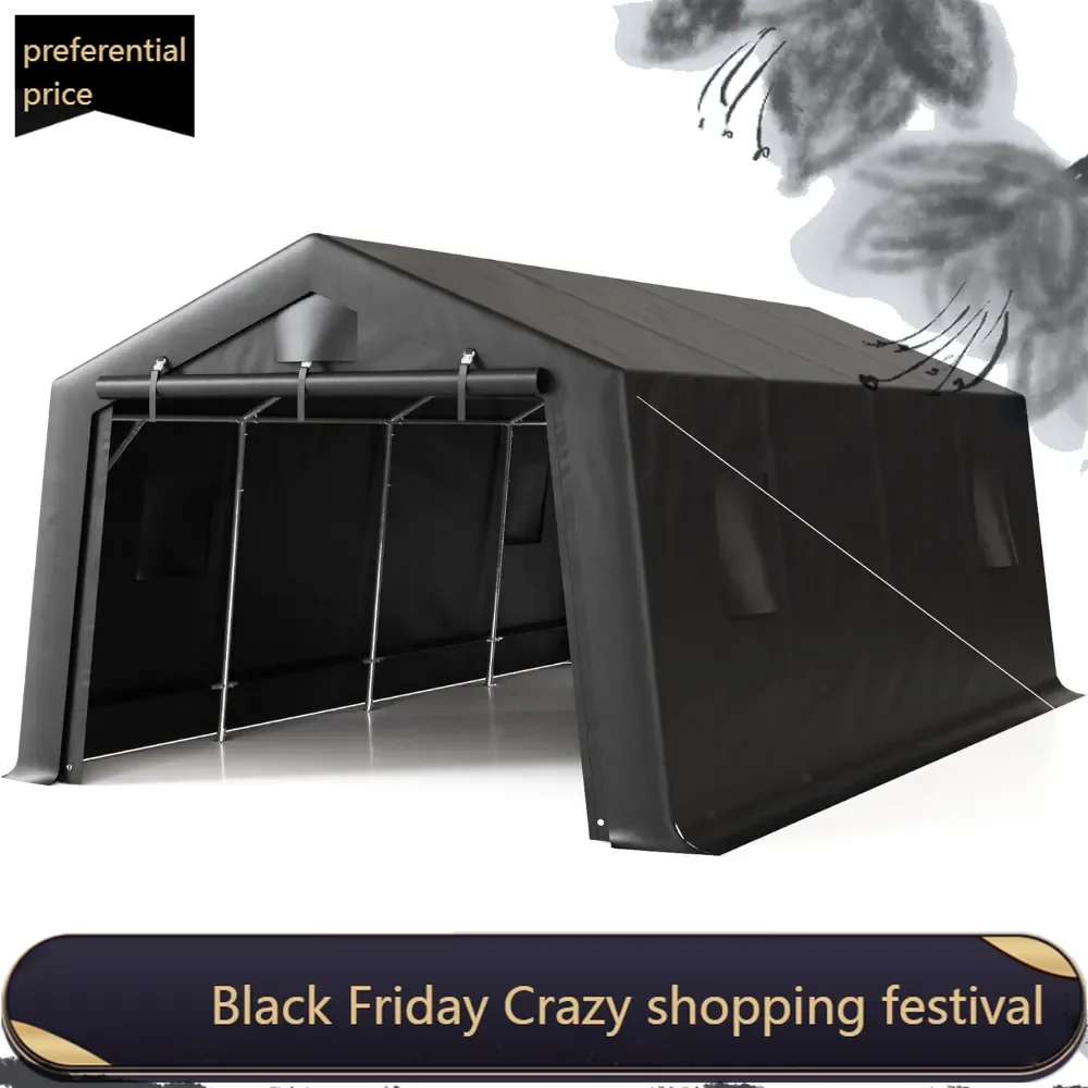 12'×20' Heavy Duty Carport,Car Canopy Portable Garage with Roll-up Zipper Door,Thick Shelter Storage Canopy Tent with All-Steel