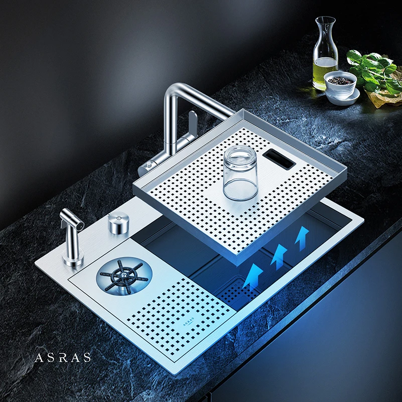 

Кухонная мойка ASRAS, домашняя барная стойка, мойка из нержавеющей стали 304 со встроенным устройством для чистки чашек
