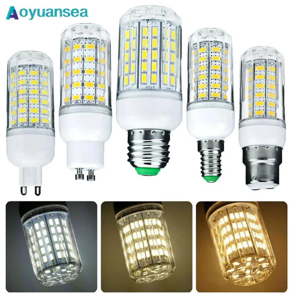 Aoyuansea 3W 6W 9W 12W 15W LED Corn Light Bulbs E14 E27 B22 G9 GU10 5730 SMD Bright Cool / Warm White Lamp 220V 110V For Home