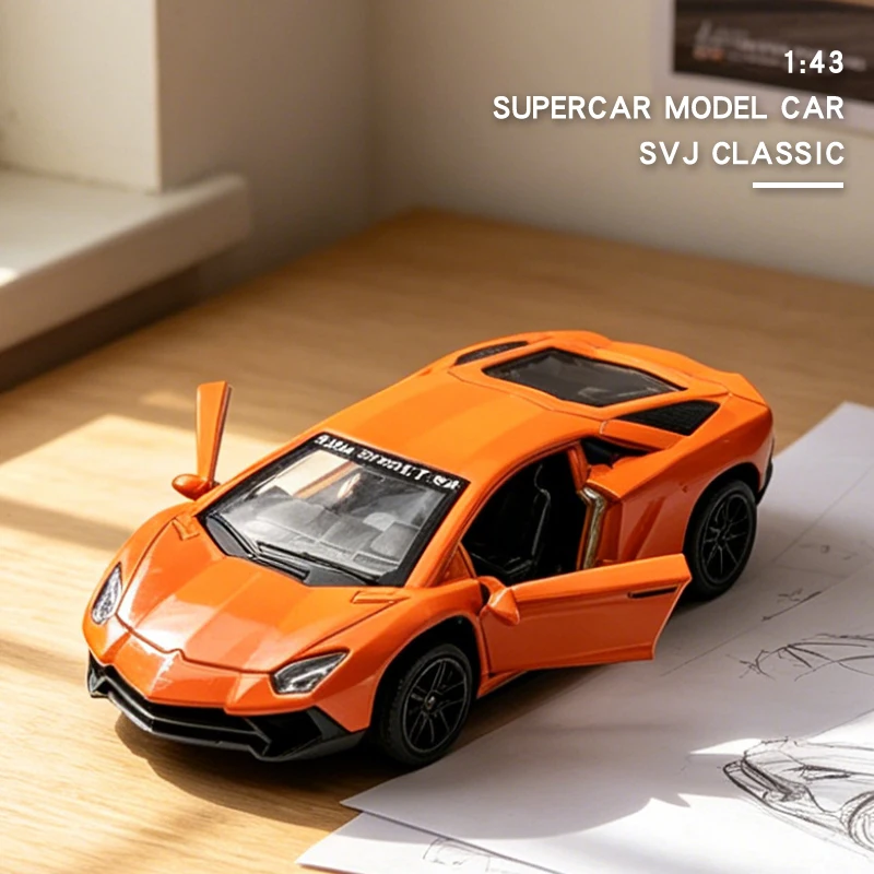 

1:43 Alloy SVJ Supercar Race Die Cast Car Model Car Classic Hypercar Model Pull Back Car Model Miniature Vehicle Replica Gift