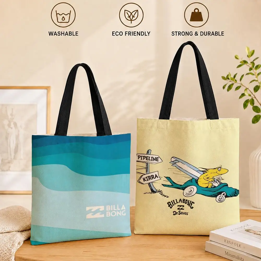 Bolsas de armazenamento Sport B-Billabong para mulheres, bolsa de lona, ​​bolsa de ombro reutilizável de grande capacidade