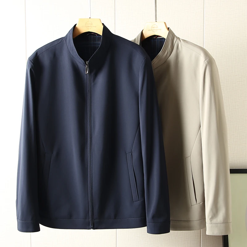 

Busin Casual Stand Collar Jaet Men's Commute Outerwear Spring New Sle Stand Fit Long Sve Faion Urban Sle