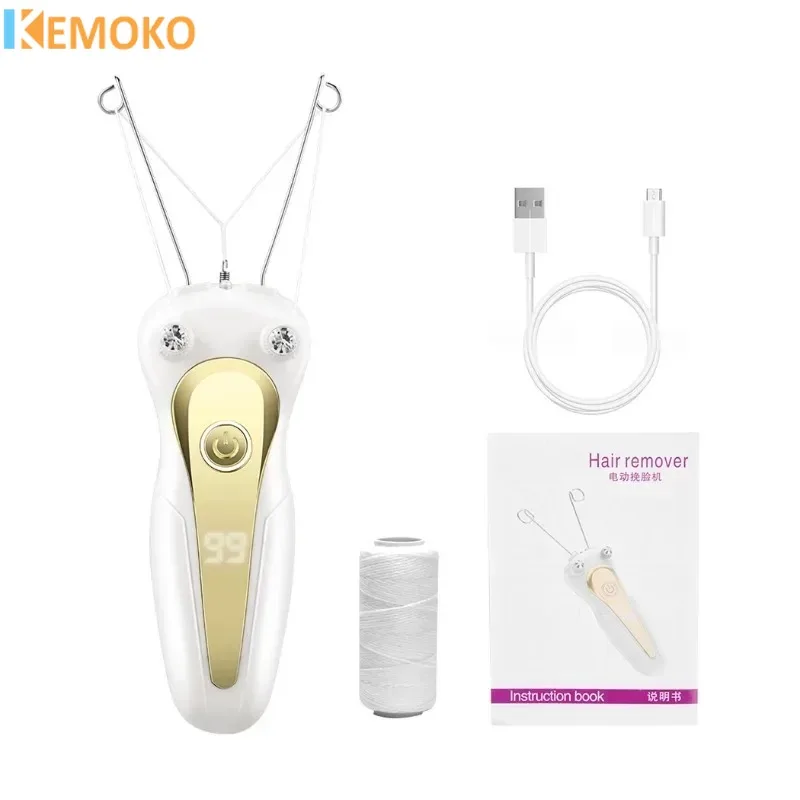 Depilador elétrico feminino removedor de pêlos faciais defeather remoção instantânea do cabelo rosqueamento depilação display lcd removedor beleza