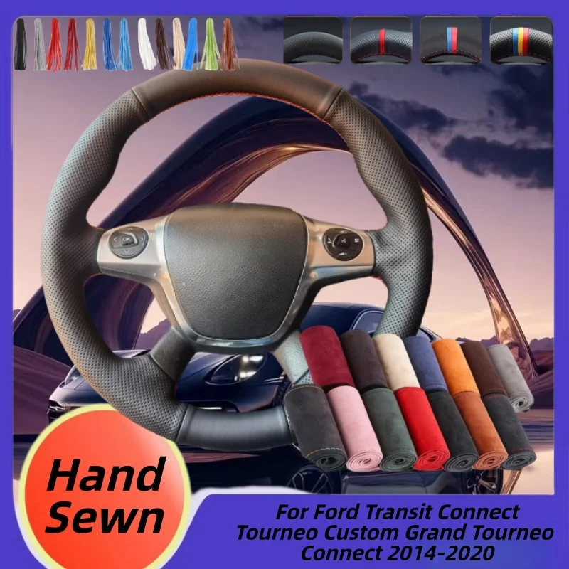 

Hand-Sewn Microfiber Leather Car Steering Wheel Cover For Ford Transit Connect Tourneo Custom Grand Tourneo Connect 2014-2020