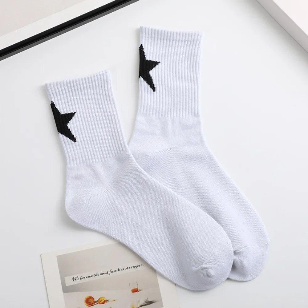 Five-Pointed Star Socks Anti-Odour Sporty Non-Abrasive Korean Style Outfits Couple's Version Tide Mid-Calf Socks