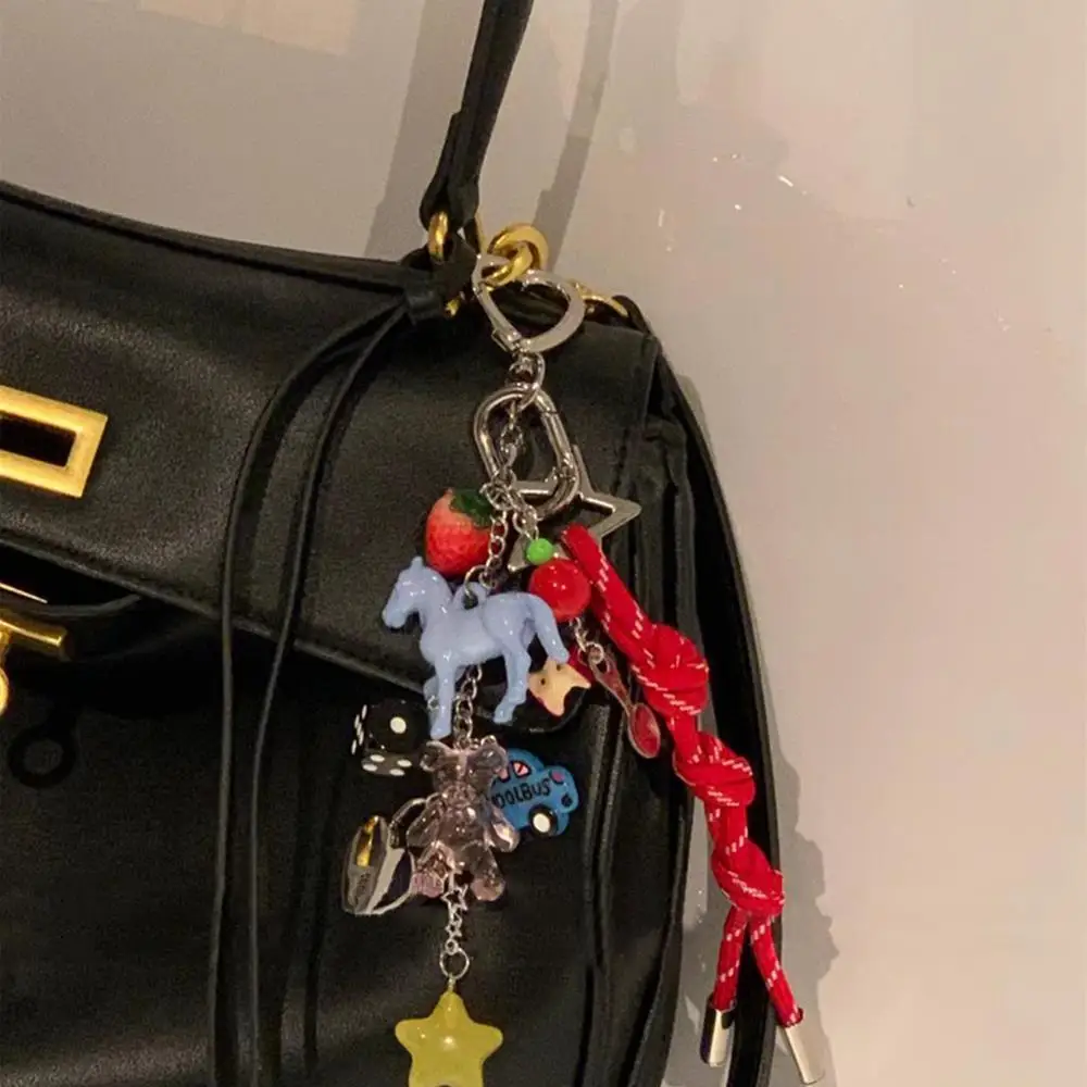 Backpack Decoration Bag Pendant Birthday Gift Keychain Lanyard Multi Element Colorful Bag Charms DIY Rope Cute Handbag Decor
