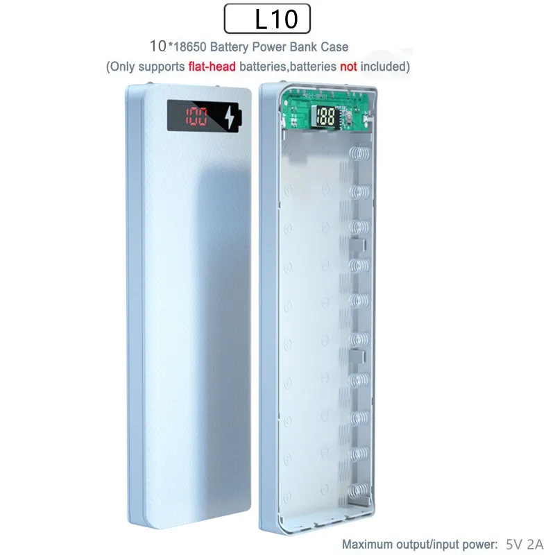10X18650 Power Bank Fall Batterie Halter Dual USB Typ C Lade Shell Für iPhone Xiaomi Huawei 8X18650 batterie Fall Lagerung Box
