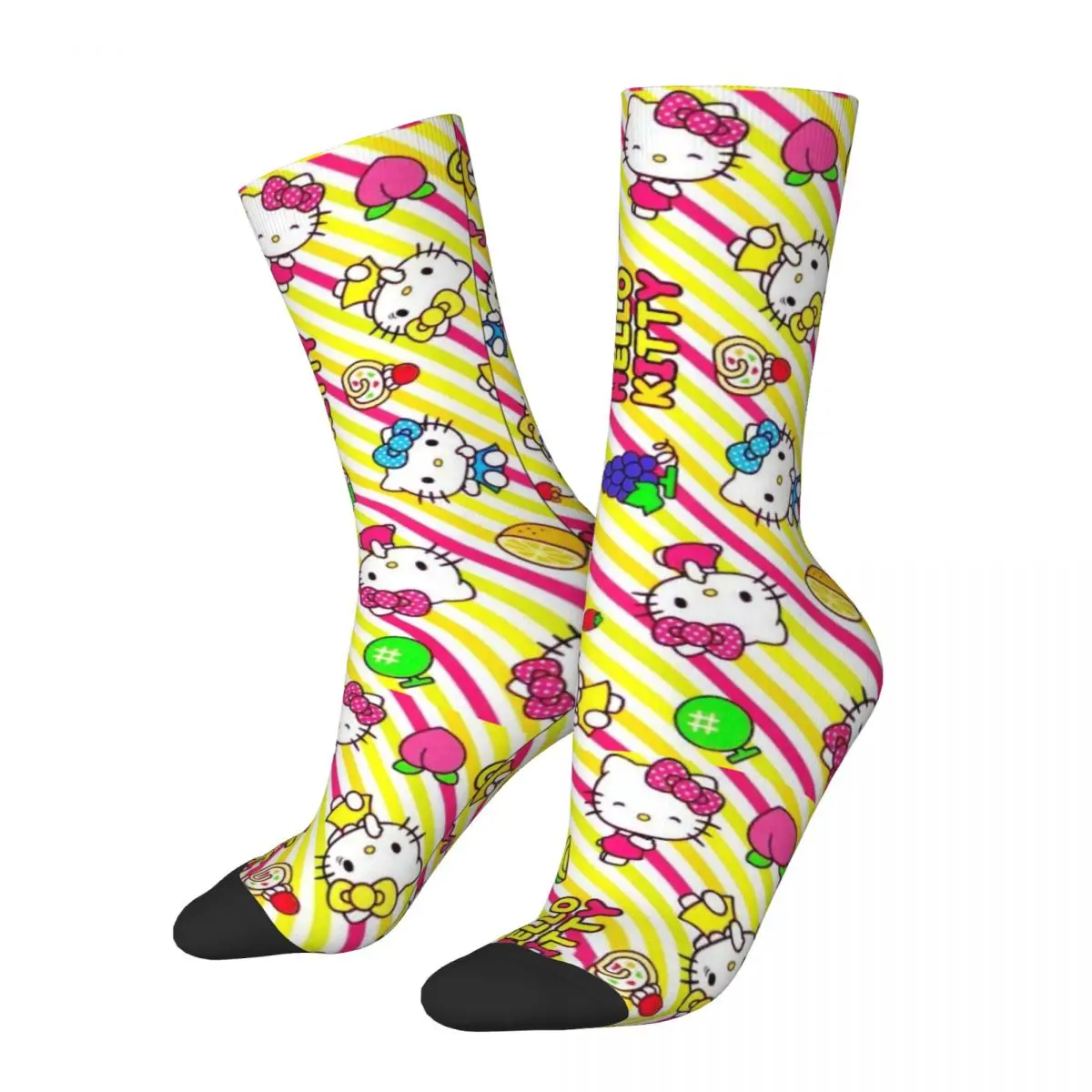 Hello Kitty-Calcetines antideslizantes para hombre y adulto, medias informales de diseño suave para ciclismo, Primavera