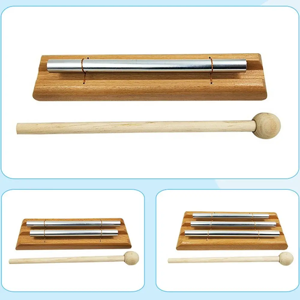 3 Tone Meditation Musical Chime with Mallet Relaxation Musical Instrument Toys Early Educational Toys Wooden