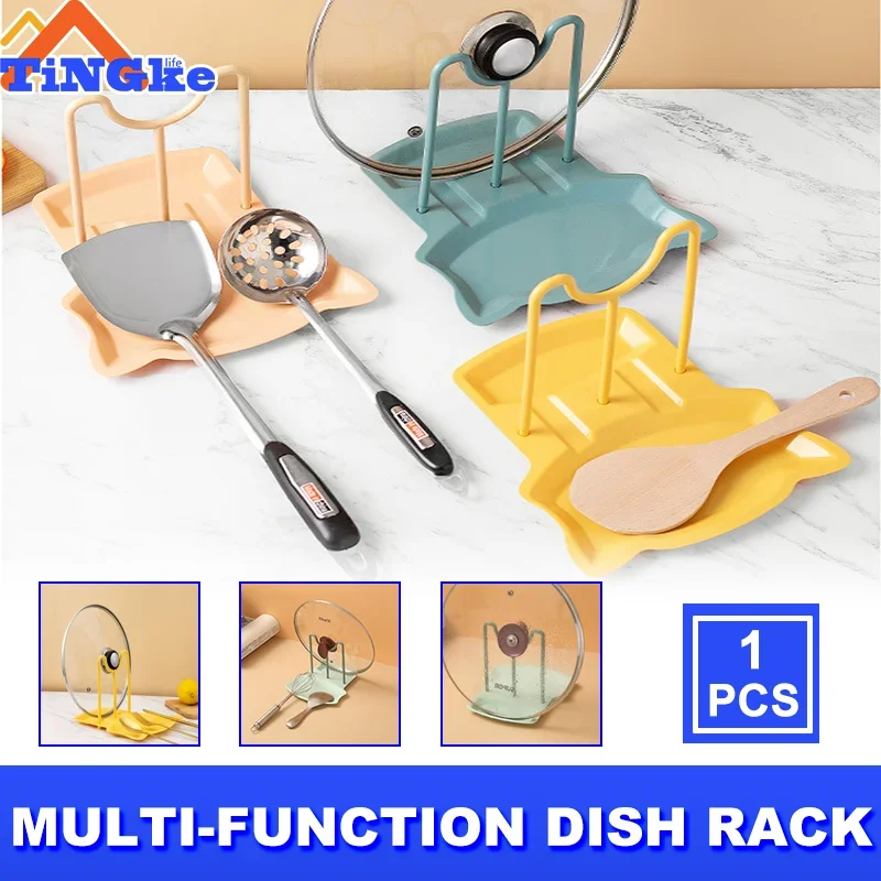 

Kitchen Organizer Spatula Pot Lid Rack Shelf Plastic Spoon Rest Utensil Multi-function Dish Rack Organizer Kitchen Cooking Tools