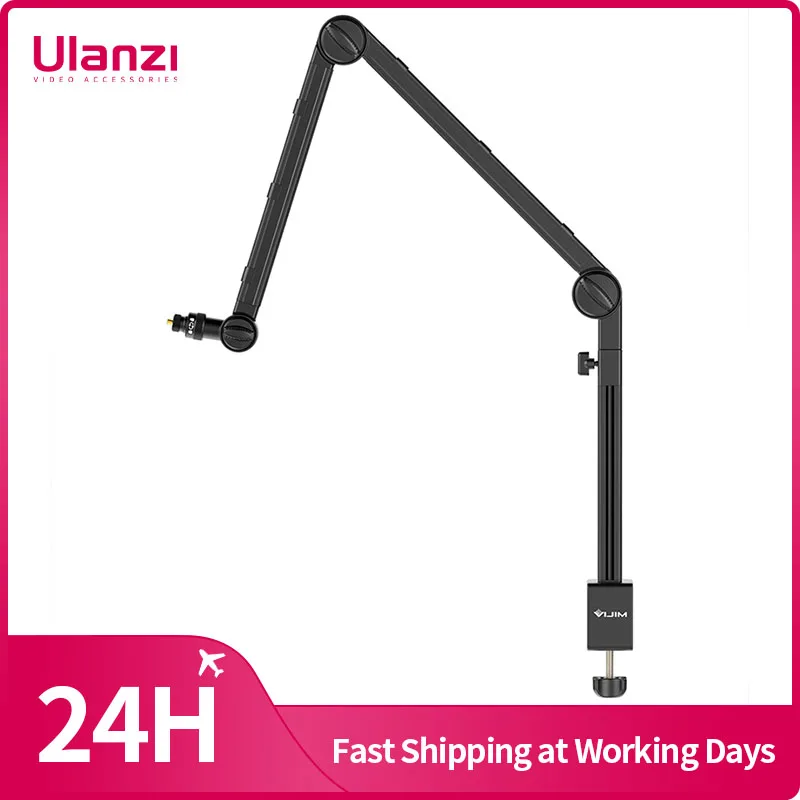 

VIJIM LS24 Desktop Microphone Boom Arm Stand Extend 1/4'' 3/8'' 5/8'' Screw 90° Hover Bracket for DSLR GoPro Smartphone