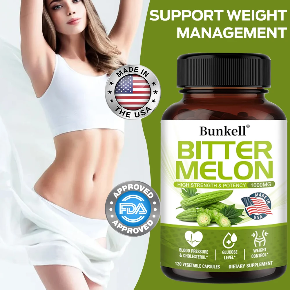 

Bitter Melon High Strength and Potency 1000mg Capsules Supports Healthy Blood Pressure and Cholesterol, Glucose Levels