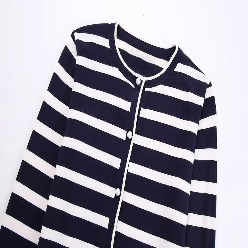 Faionable Striped Basic Sle Women's Jaet Autumn New Arrival Versatile Outerwear Commute Sle Long Sve Button up