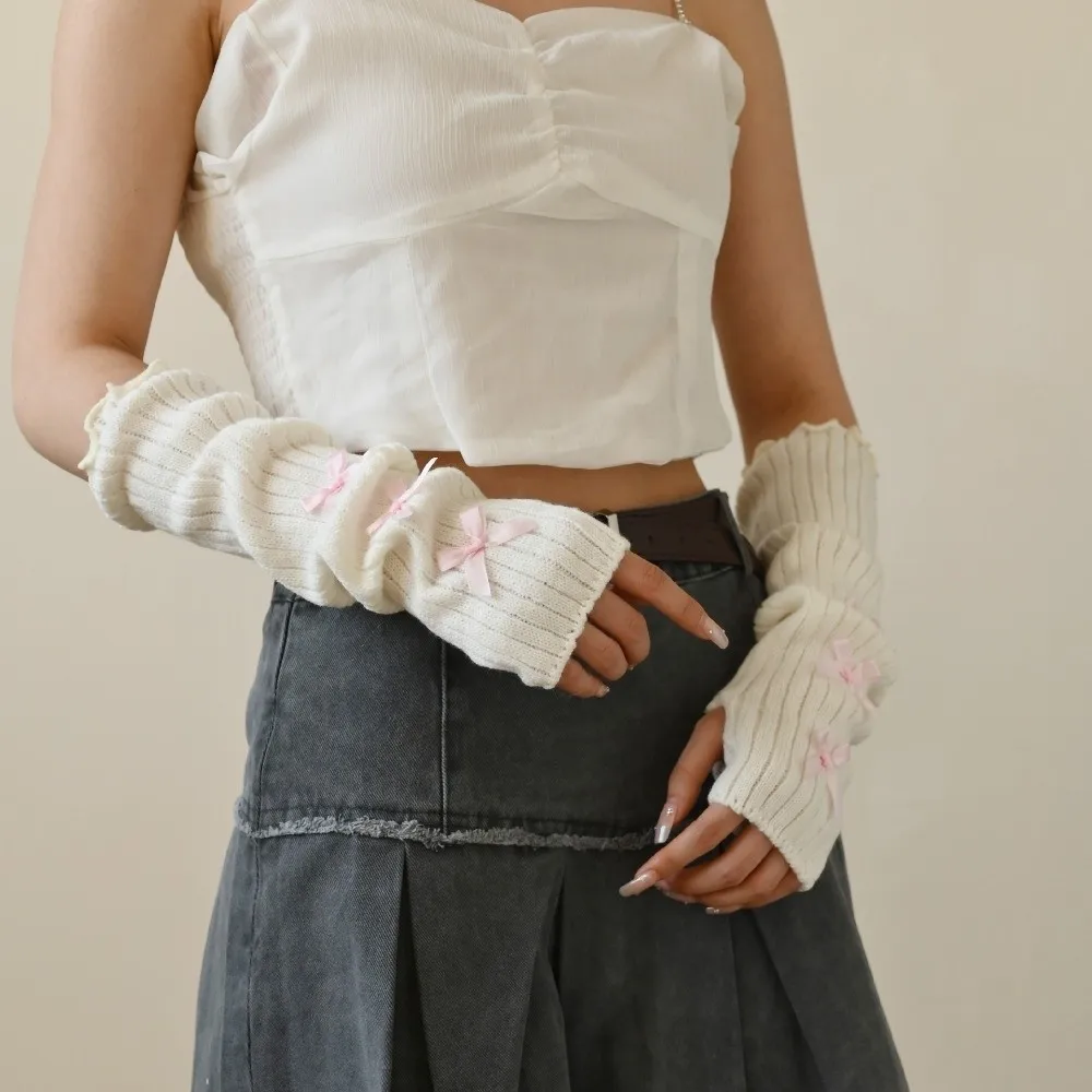 

Fashion Y2k Long Long Wrist Gloves Bow Star Cold Proof Arm Warmer Gloves Sleeves Cover Knitted Warm Arm Sleeve JK Accessories