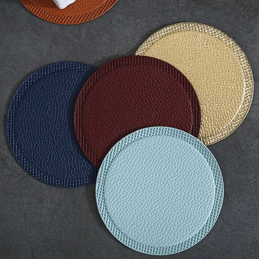 Round Heat Resistant Pads Durable PU Leather Heat Resistant Cup Mat Anti Scalding Antiskid Coasters