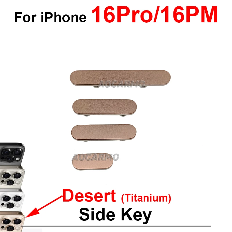 For iPhone 16Pro 16ProMax Black / White / Desert /Natral Side Key Power On OFF Mute Button Volume Buttons Replacement Parts