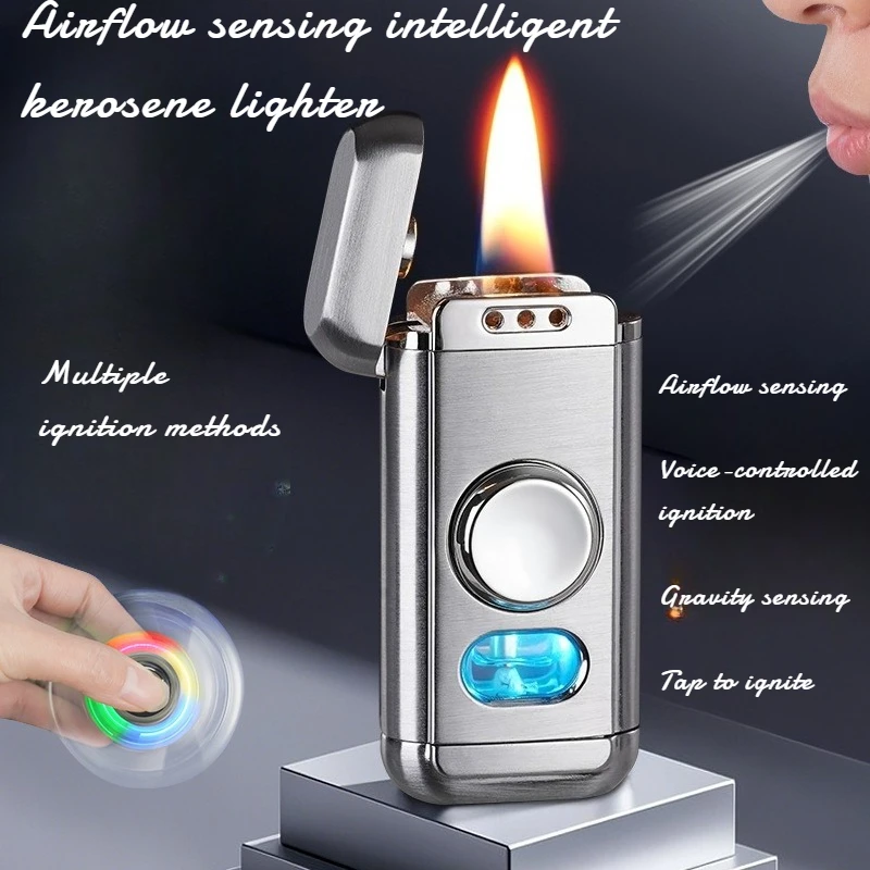 

Black Technology Intelligent Voice-controlled Igniter Oil Electric Hybrid 4types Induction Ignition Creative Windproof Igniter