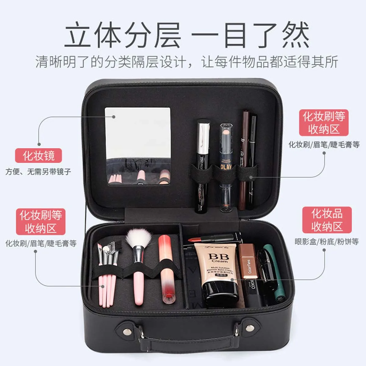 New makeup bag ins wind super hot portable travel makeup case Large capacity Korean cosmetics storage box removable partition