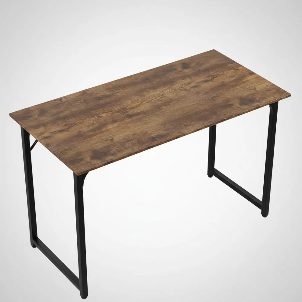 

Современный простой стиль 47-дюймовый компьютерный стол, письменный стол для домашнего офиса с металлическим каркасом, коричневый