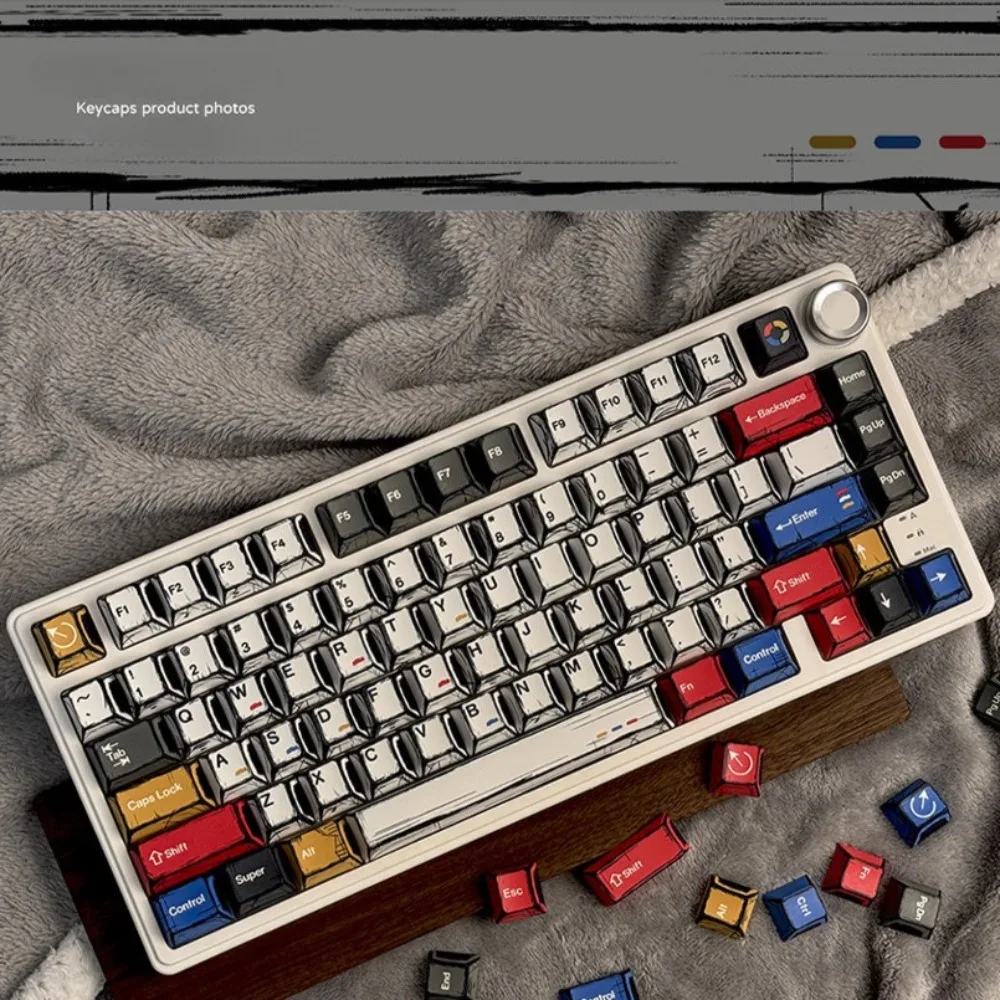 Cartoon Style Thermal Sublimation Mixed-Color Keycap Original Factory Height 136 Key PBT Translucent Mechanical Keyboard Keycaps