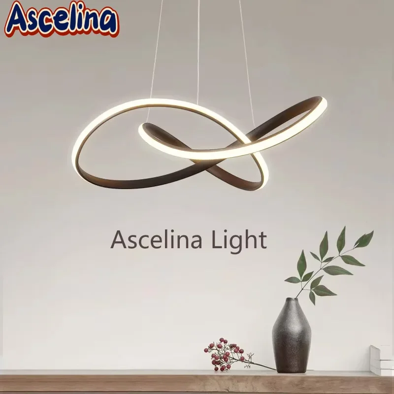 โมเด็มไฟ LED จี้ Minimalist Line หรี่แสงได้แขวนโคมไฟสําหรับร้านอาหารห้องนั่งเล่นร้านกาแฟวิลล่าในร่มความสว่าง