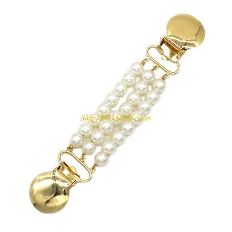 N5KE Elegant Shawl Clip with Artificial Pearl Shawl Pin for Women Clothing Decorative Accessories Shirt Collar Brooch Pins