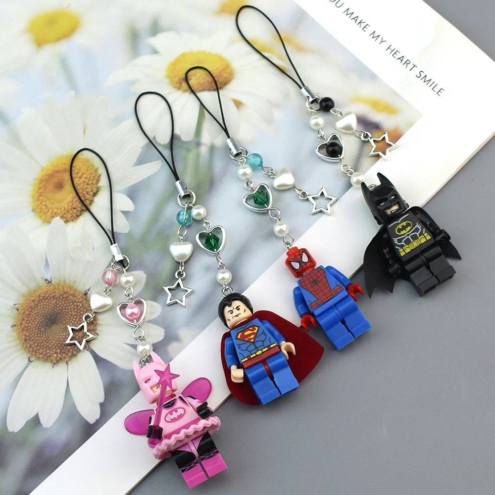 # Ręcznie robiona biżuteria Y2K, zawieszka do telefonu z postaciami 3D: wróżka, Batman, Spider-Man, personalizowany dodatek do plecaka, prezent dla niego.