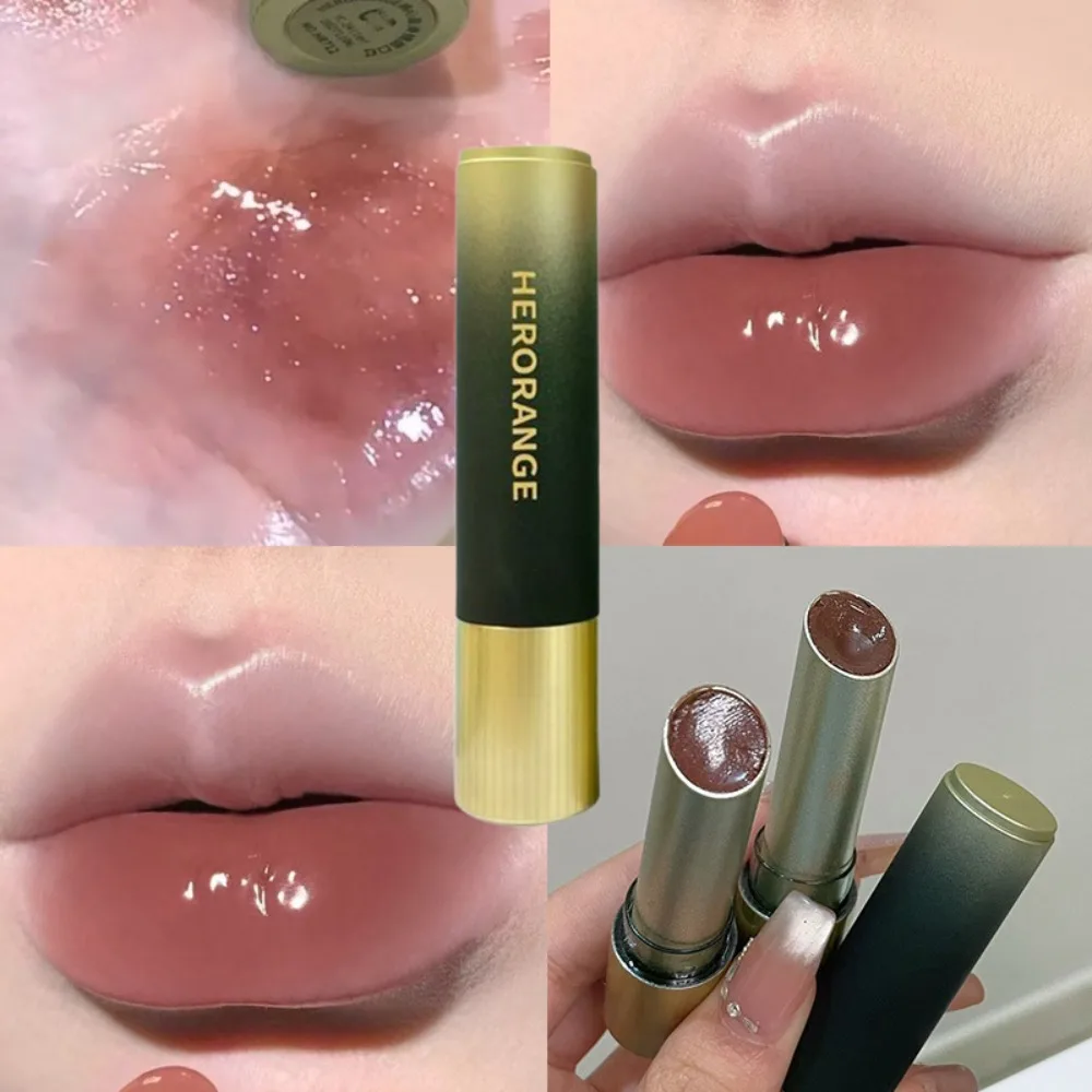 Nuevo Lápiz labial con espejo de corazón de melocotón, hidrata, miel, bálsamo labial suave para mujeres y niñas
