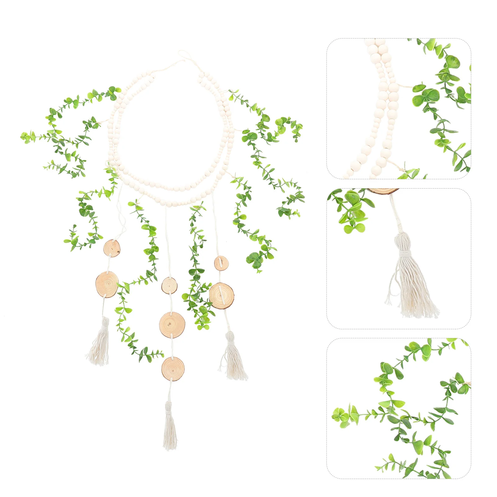 معلقة عرض الصور جدار ديكور بوهو الخرز الخشبي جارلاند حامل الصورة لغرفة النوم غرفة المعيشة تخزين مكرميه ريفي مثالي