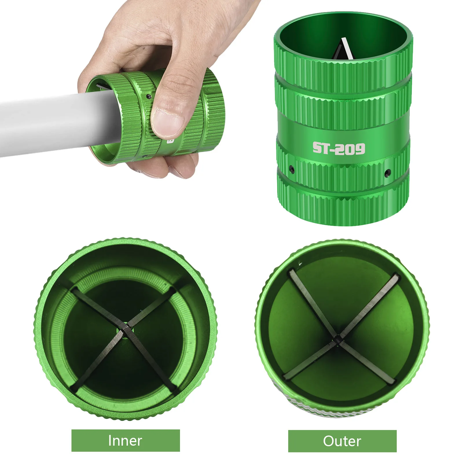 

2Pcs Metal Pipe Reamer Copper PVC Pipe Deburring Tool 1/4inch to 1-5/8inch Inner/Outer Tubing Cleaner Tube Chamfering Tool