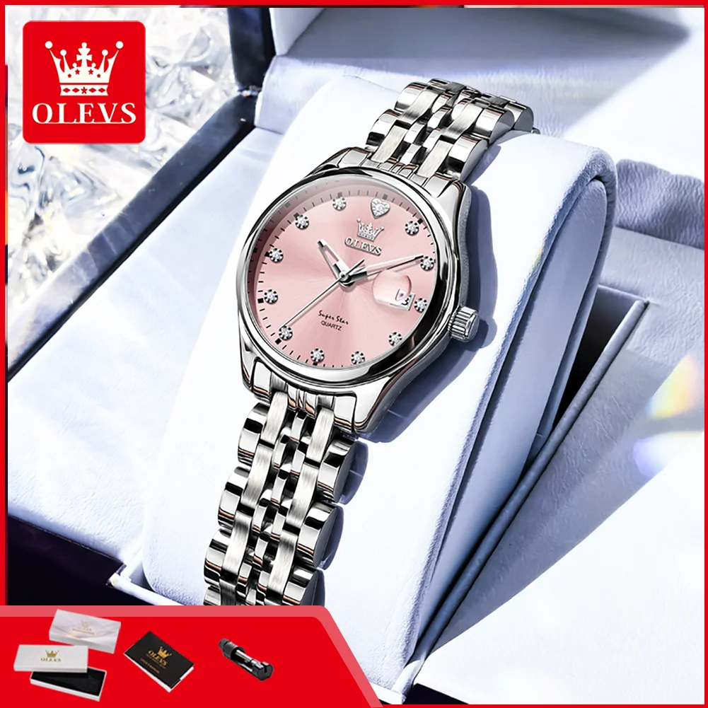 OLEVS 5649 Original Ladies Watches Luxury Elegant Waterproof Luminous Solid Steel Strap Woman‘s Business Dress Quartz Wristwatch