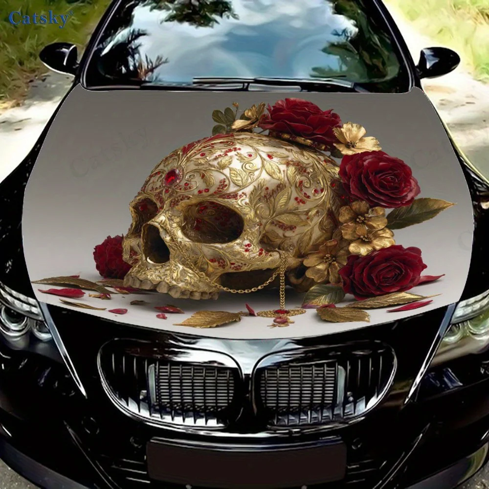 

Винтажный стиль черепа, наклейка на капот автомобиля, самоклеящаяся водонепроницаемая наклейка на капот автомобиля из ПВХ, украшение автомобиля, устойчивая к царапинам наклейка Prote