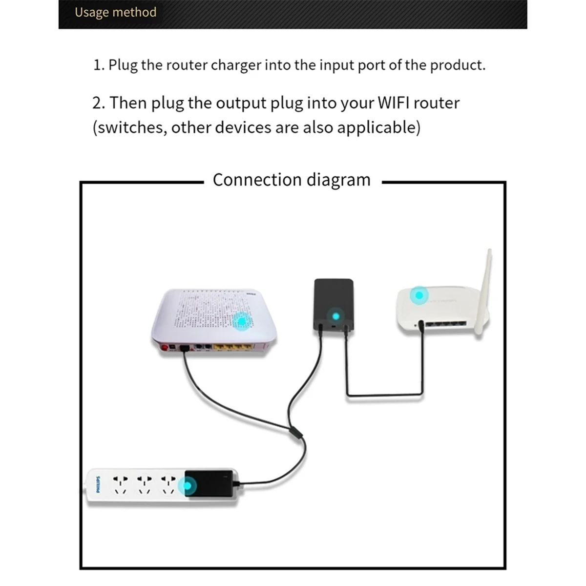 Mini UPS Battery Backup 24W 2200MAh Uninterruptible Power Supply with DC Input DC12V 2A for Home Router Modem