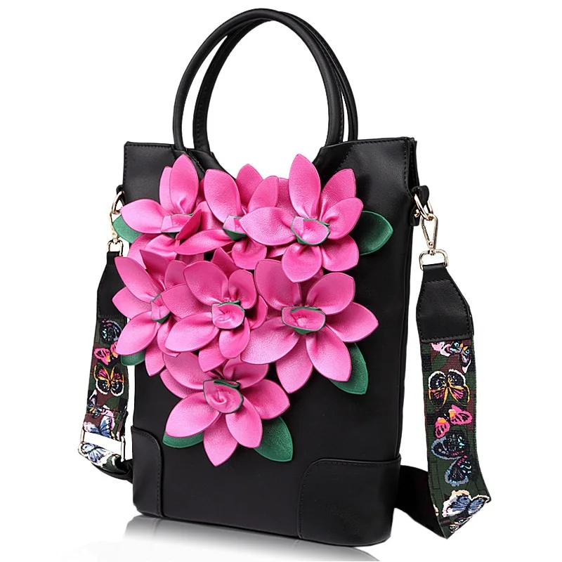 Women New Fashion Large Capacity National Style Applique Tote Bag ShoulderBag EveningBag Party Daily Big Flower