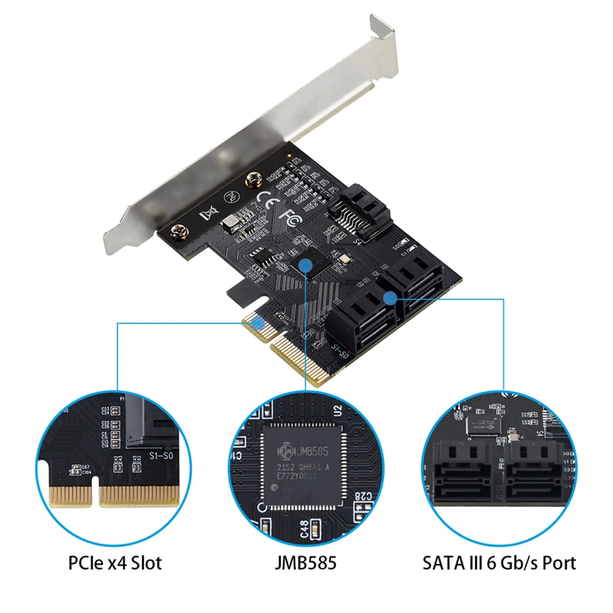 Convertisseur PCIE X4 vers SATA 3.0 PCI Express Disque dur d'ordinateur