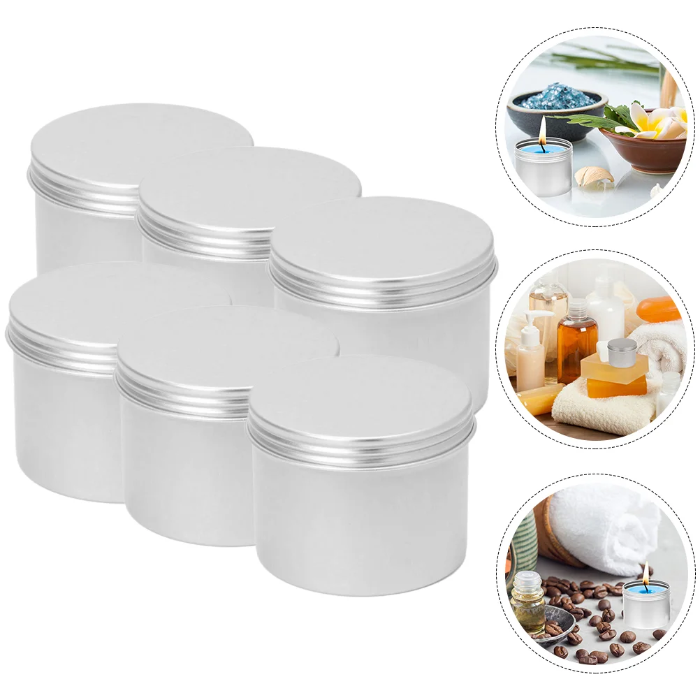 

6 Pcs Cookie Tins Empty Small Round Kitchen Cans with Lids Bulk Aluminum Container