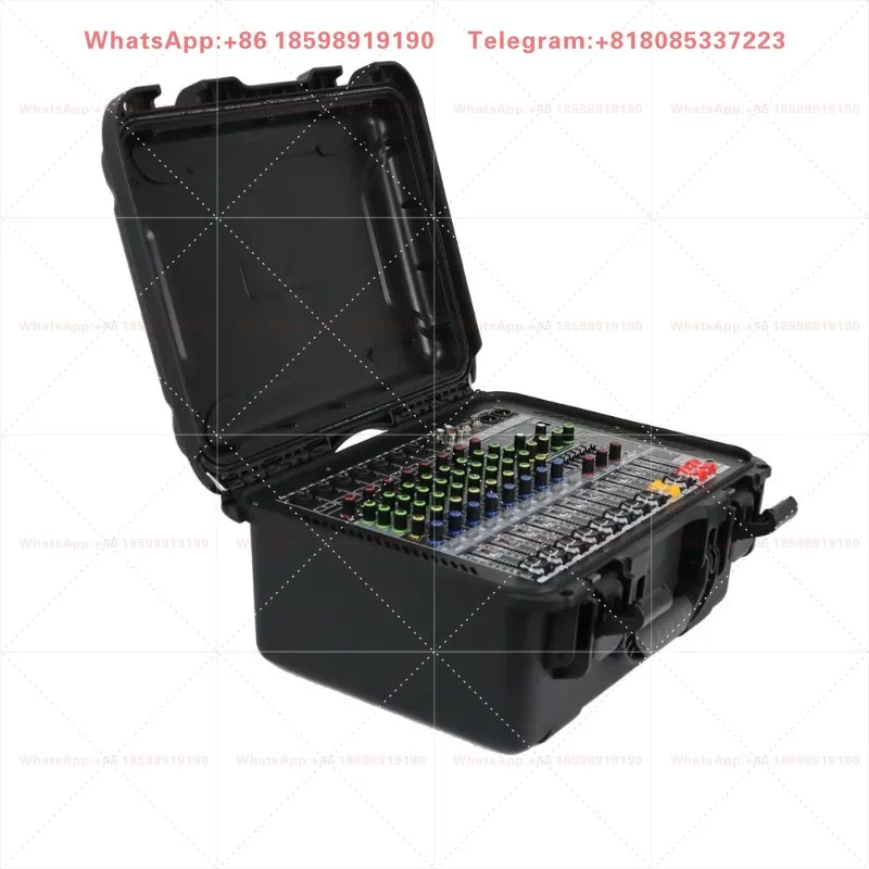 350W Portable Powered Audio Mixer Box 8 Input Channels Built-in 16 DSP Sound Effects USB Playback Interface Amplifier Mixer