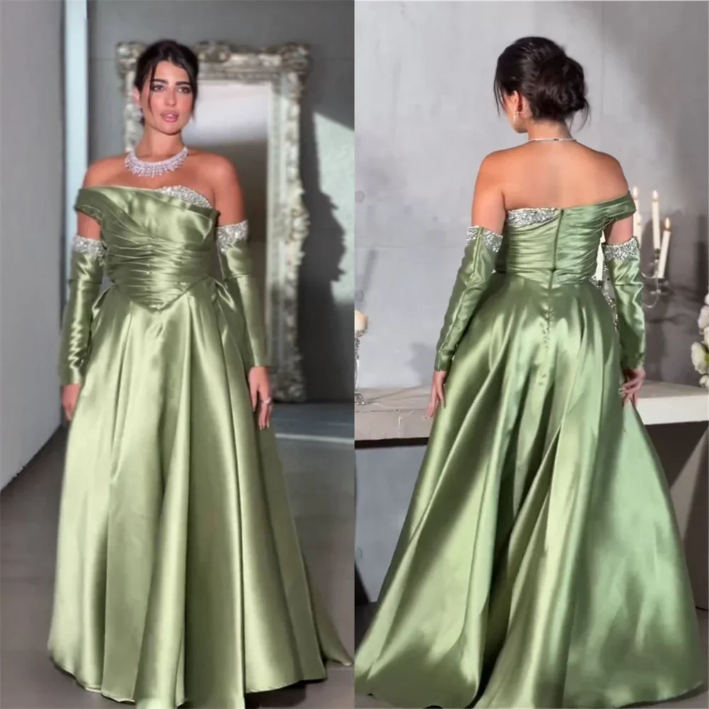 

Customized Saudi Arabia Formal Gown Dearin Strapless A-line Floor Length Skirts Draped Bespoke Occasion Dresses Evening Prom Dre