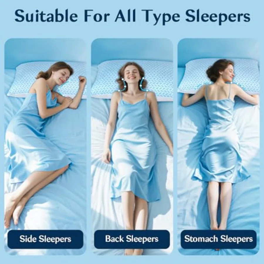 Shredded Memory Foam Pillows Queen Size Set of 2, Cooling Bed Pillow for Sleeping for Hot Sleepers, Adjustable Pilllows for Sid